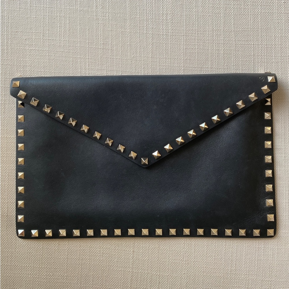 Valentino Rockstud Black Envelope Clutch